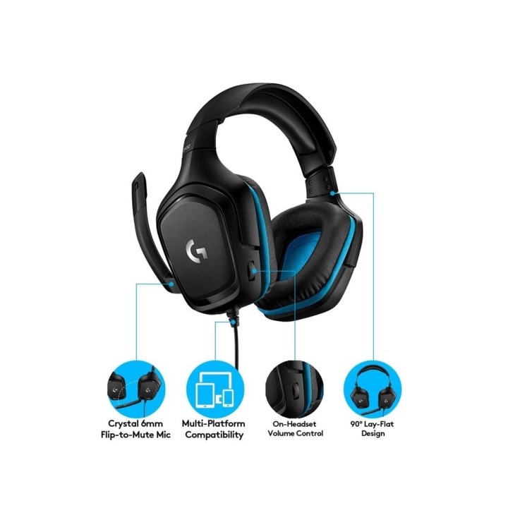 Headphones wired on-ear Jack 3,5 mm with microphone Logitech G432 black