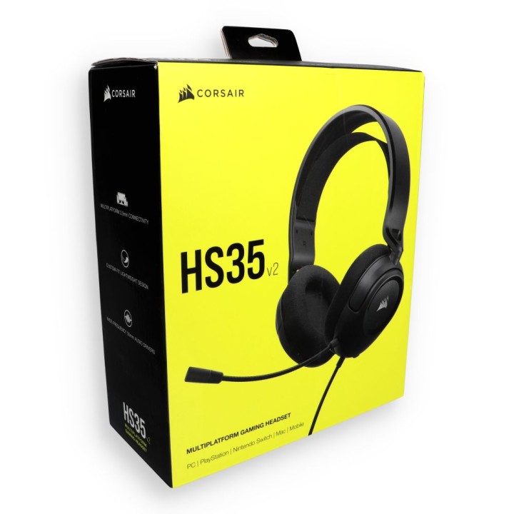Wired on-ear headphones Jack 3,5 mm with microphone Corsair HS35 V2 Carbon black