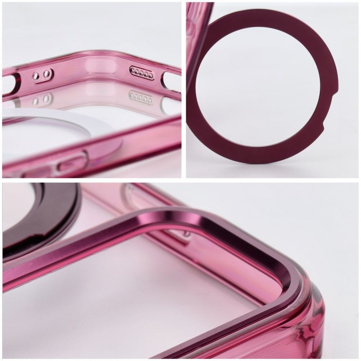 Case for iPhone 18 Pro Max / 17 Pro Max Frame Circle Stand compatible with MagSafe burgundy