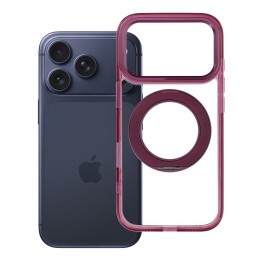 Case for iPhone 18 Pro / 17 Pro Frame Circle Stand MagSafe compatible burgundy