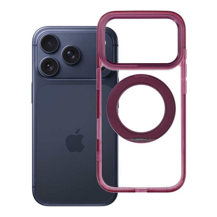 Case for iPhone 18 Pro / 17 Pro Frame Circle Stand MagSafe compatible burgundy