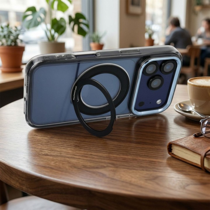 Чехол для iPhone 18 Pro / 17 Pro Frame Circle Stand совместимый с MagSafe черный