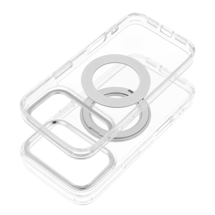 Case for iPhone 18 Pro / 17 Pro Frame Circle Stand compatible with MagSafe transparent