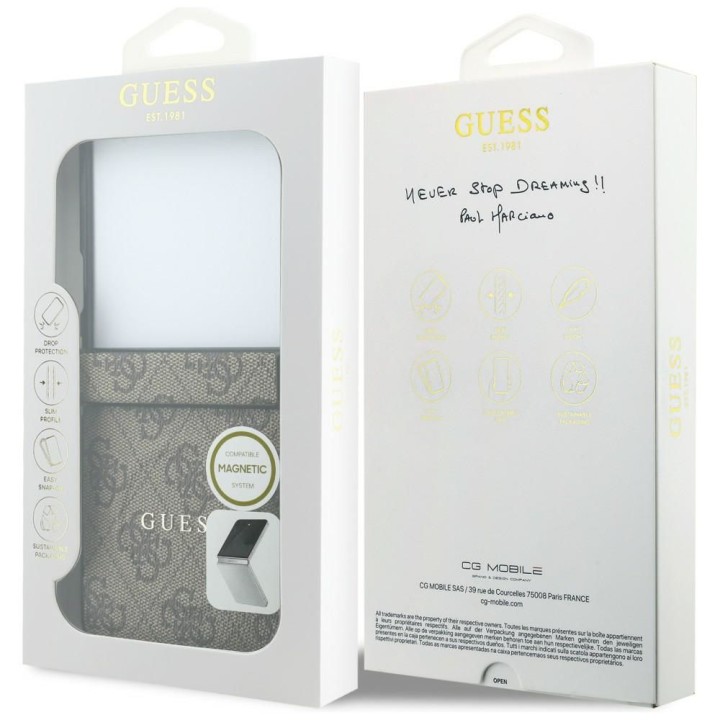 GUESS case for SAMSUNG GALAXY Z FLIP 8 compatible with MagSafe (4G Classic) brown