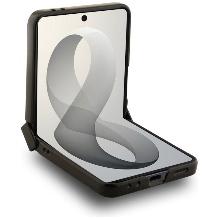 BMW чохол для SAMSUNG GALAXY З FLIP 8 сумісний з Magsafe (Leather Perforated Tricolor Stripe Метал Logos) чорний