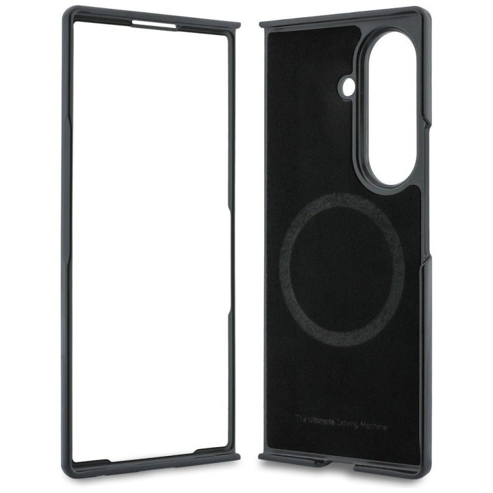 BMW чехол для SAMSUNG GALAXY Z FOLD 8 ULTRA совместимый с MagSafe (Leather Perforated Tricolor Stripe Metal Logos) черный