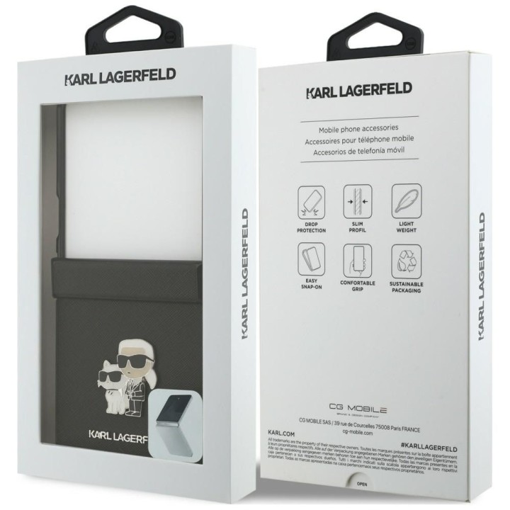 KARL LAGERFELD чохол для SAMSUNG GALAXY Z FLIP 8 (Karl&Choupette Saffiano Pins) чорний