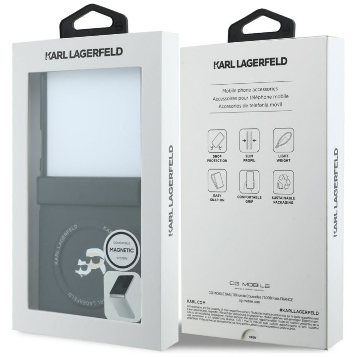 KARL LAGERFELD чехол для SAMSUNG GALAXY Z FLIP 8 совместимый с MagSafe (Karl&Choupette Saffiano Pins) черный