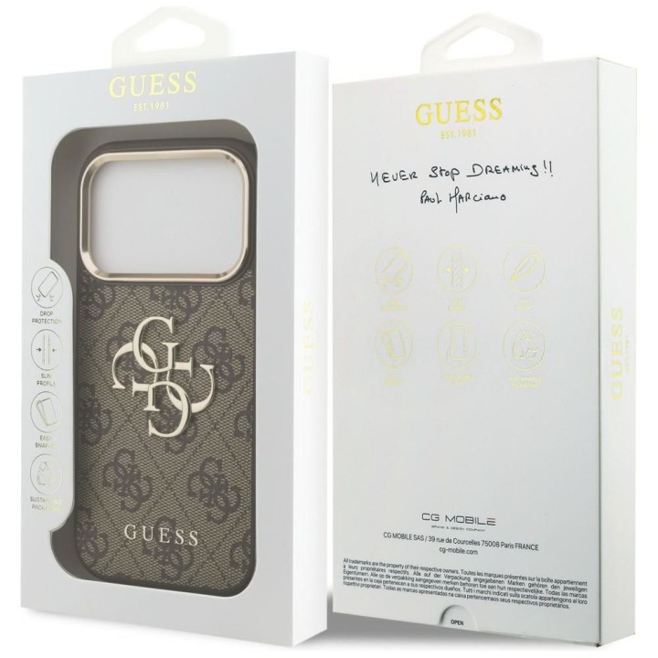 GUESS case for IPHONE 18 Pro Max / 17 Pro Max GUE005488 (PU W/ Big 4G Classic Logo) brown gold