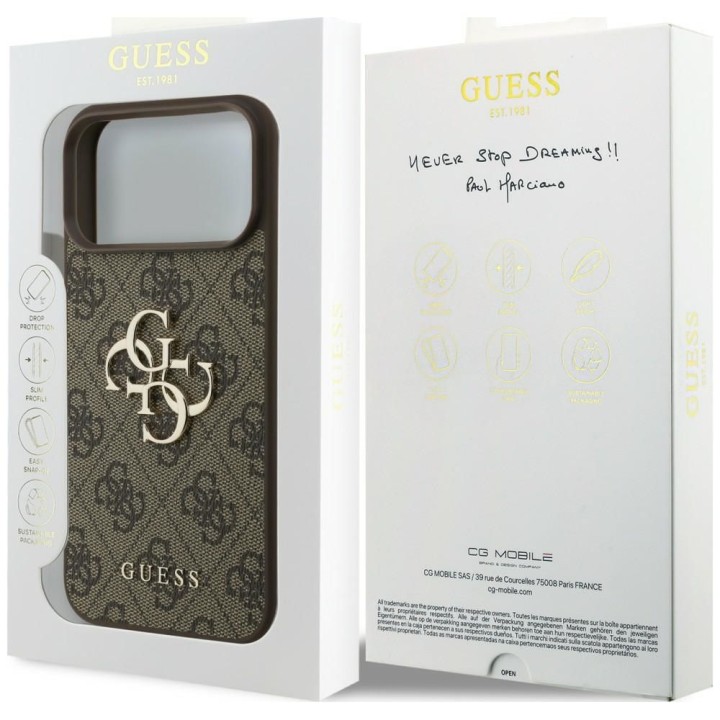 GUESS case for IPHONE 18 Pro / 17 Pro GUE005601 (4G PU Big Logo) brown