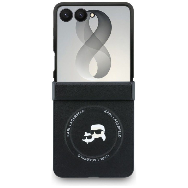 KARL LAGERFELD case for SAMSUNG GALAXY Z FLIP 8 compatible with MagSafe (Karl&Choupette Saffiano Pins) black