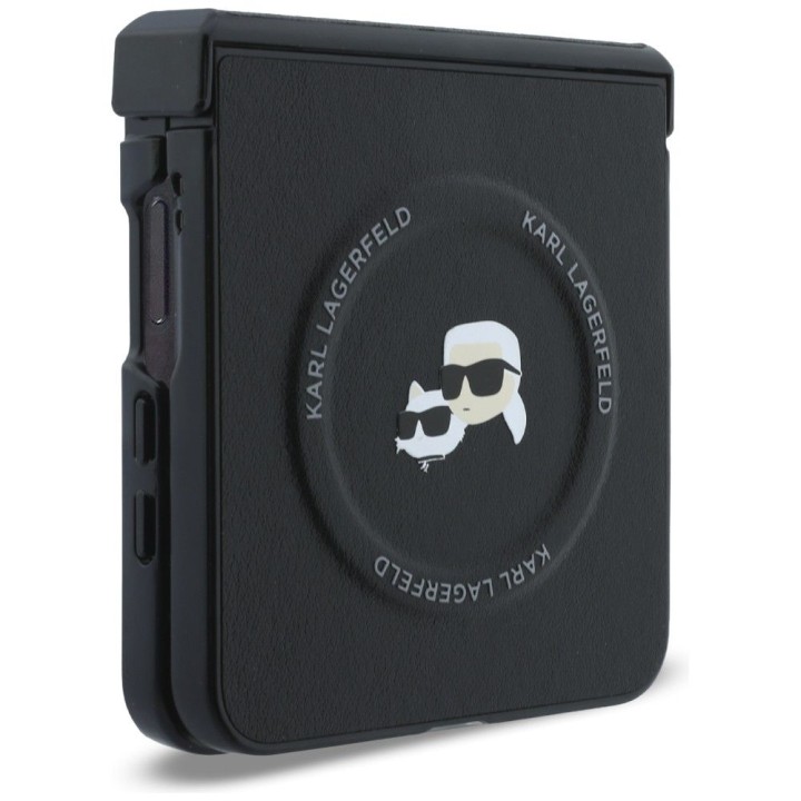 KARL LAGERFELD case for SAMSUNG GALAXY Z FLIP 8 compatible with MagSafe (Karl&Choupette Saffiano Pins) black
