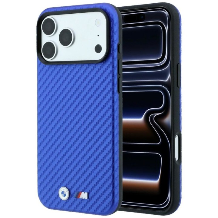 BMW чехол для IPHONE 18 Pro Max/17 Pro Max совместимый с MagSafe (Carbon Metal Logo) синий
