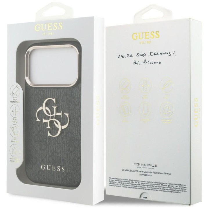 GUESS futerał do IPHONE 18 Pro / 17 Pro GUE005483 (PU W/ Big 4G Classic Logo) czarny złoty