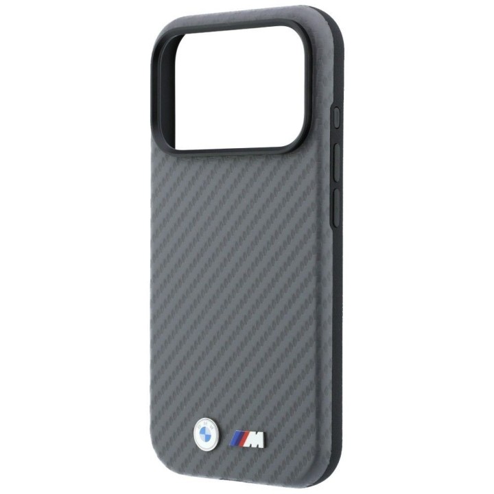 BMW case for IPHONE 18 Pro Max/17 Pro Max compatible with Magsafe (Carbon Metal Logo) grey