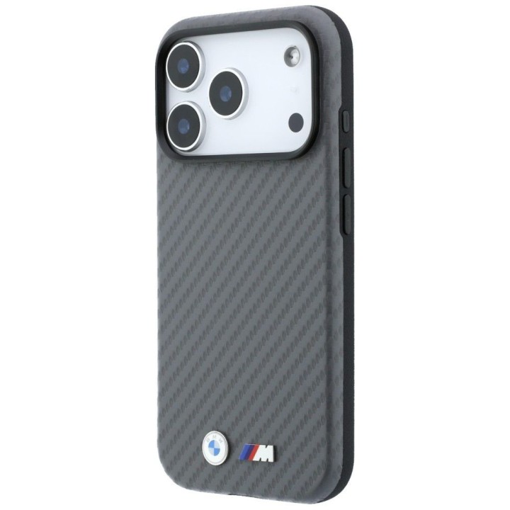 BMW case for IPHONE 18 Pro Max/17 Pro Max compatible with Magsafe (Carbon Metal Logo) grey