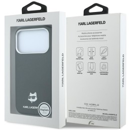 KARL LAGERFELD case for IPHONE 18 Pro Max/ 17 Pro Max compatible with Magsafe (Grained Choupette Head Metal) black