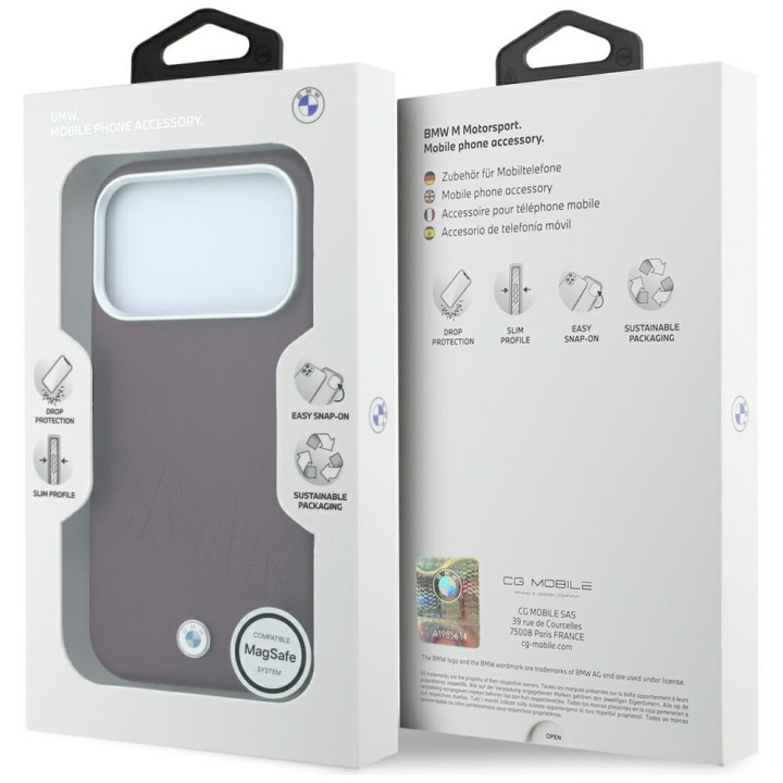 BMW чохол для IPHONE 18 Pro Max/17 Pro Max сумісний із MagSafe (Sign Inclined Deboss Letters) бордовий