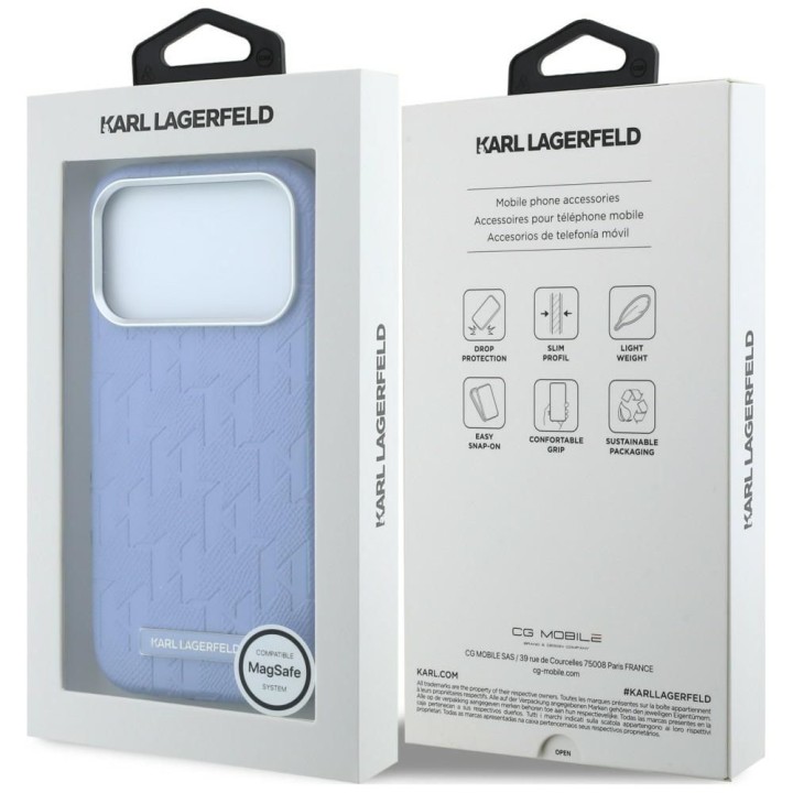 KARL LAGERFELD чохол для IPHONE 18 Pro/17 Pro сумісний із MagSafe (Mono Resin Logo) блакитний