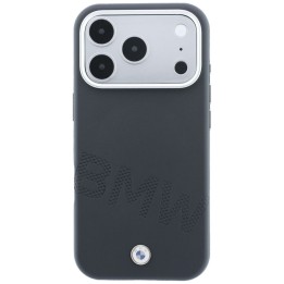 BMW case for IPHONE 18 Pro Max/17 Pro Max compatible with Magsafe (Sign Inclined Deboss Letters) grey