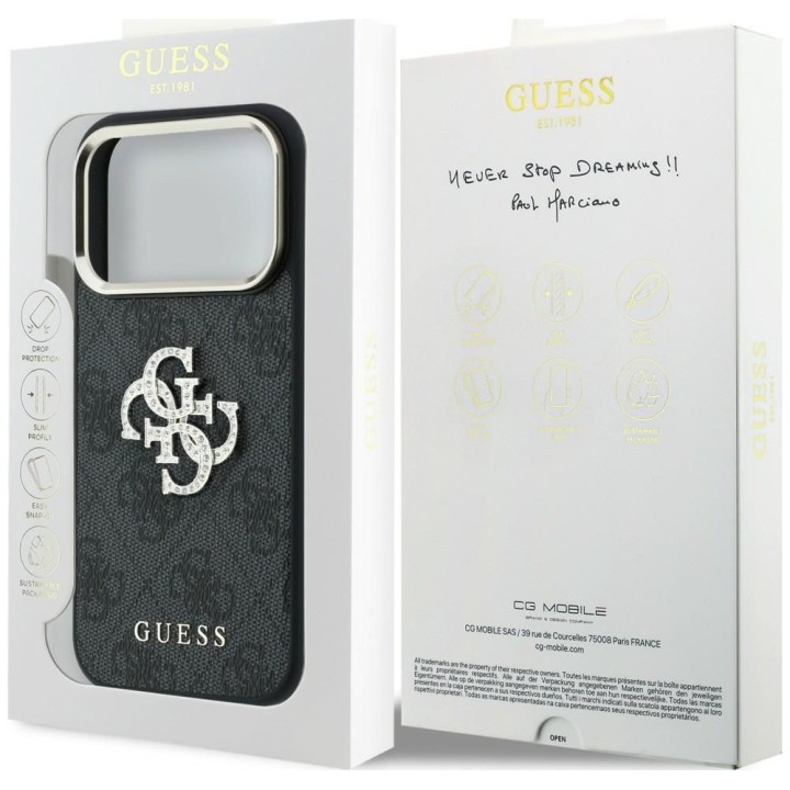 GUESS case for IPHONE 18 Pro /17 Pro (Big Strass Logo 4G) brown