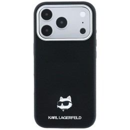 KARL LAGERFELD case for IPHONE 18 Pro/ 17 Pro compatible with MagSafe (Grained Choupette Head Metal) black