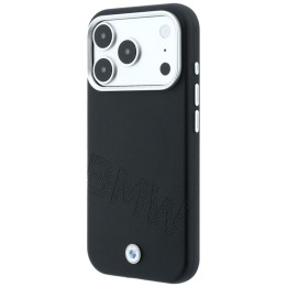 BMW case for IPHONE 18 Pro/17 Pro compatible with Magsafe (Sign Inclined Deboss Letters) black