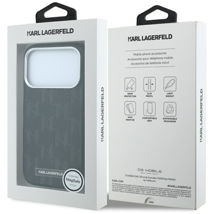 KARL LAGERFELD case for IPHONE 18 Pro Max/17 Pro Max compatible with Magsafe (Mono Resin Logo) black