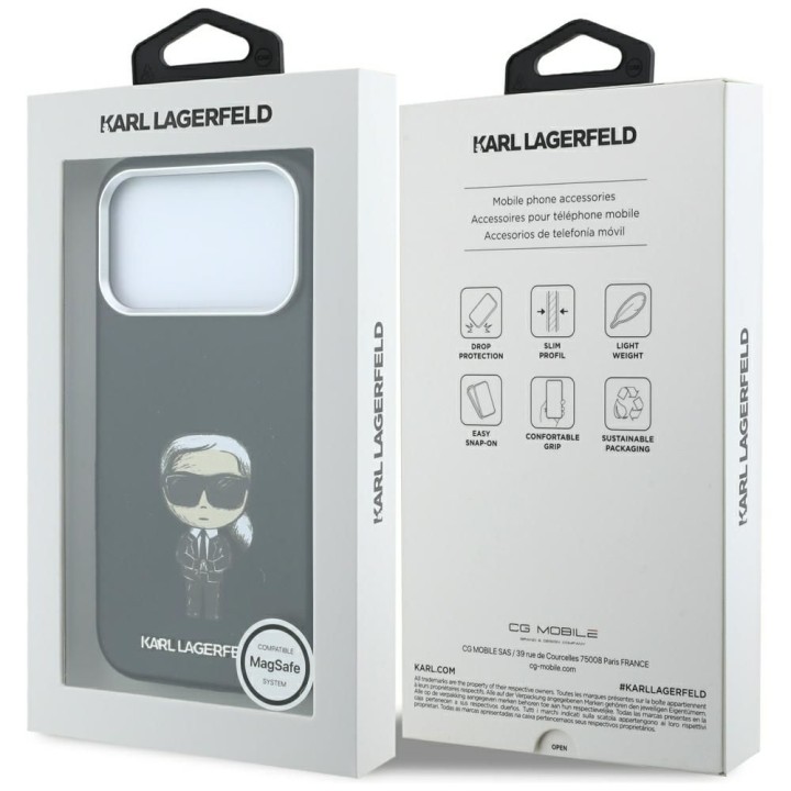 KARL LAGERFELD чохол для IPHONE 18 Pro/ 17 Pro сумісний із MagSafe (Smooth Ikonik Sketch) чорний