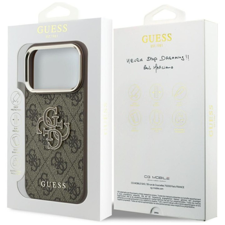 GUESS futerał do IPHONE 18 Pro Max/17 Pro Max (Big Resin Logo 4G) brązowy
