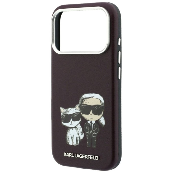 KARL LAGERFELD futerał do IPHONE 18 Pro /17 Pro kompatybilny z MagSafe (Bodies Sketch) burgundowy