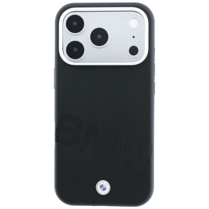 BMW case for IPHONE 18 Pro/17 Pro compatible with Magsafe (Sign Inclined Deboss Letters) black