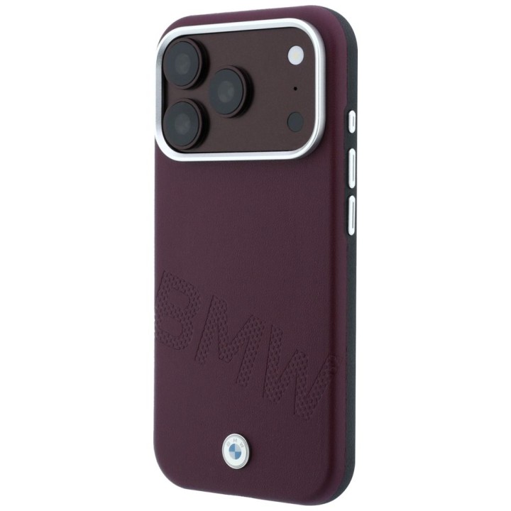 BMW чохол для IPHONE 18 Pro Max/17 Pro Max сумісний з Magsafe (Sign Inclined Deboss Letters) бордовий