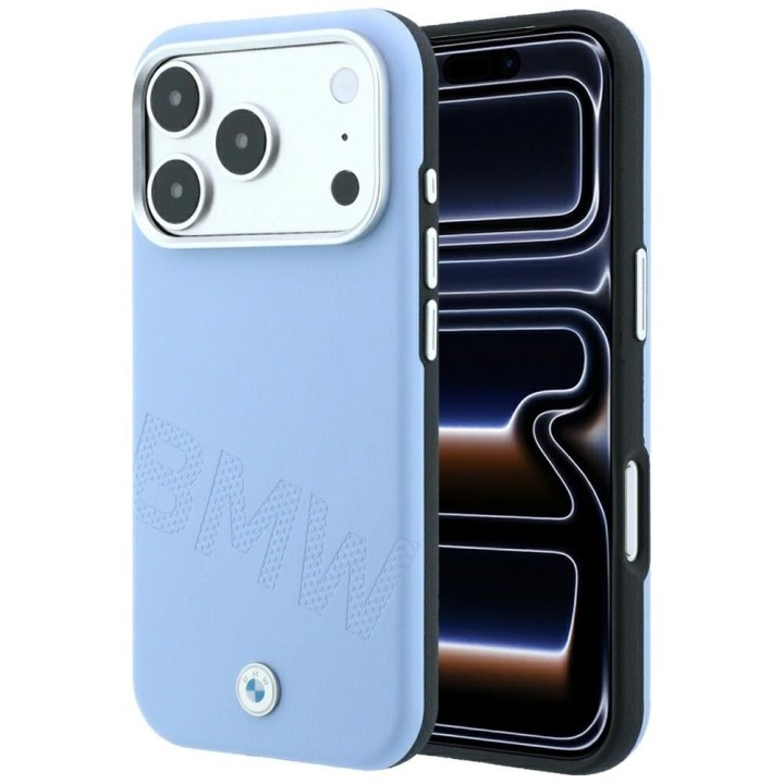 BMW чехол для IPHONE 18 Pro/17 Pro совместимый с MagSafe (Sign Inclined Deboss Letters) синий