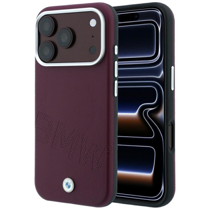 BMW чехол для IPHONE 18 Pro Max/17 Pro Max совместимый с Magsafe (Sign Inclined Deboss Letters) бордовый