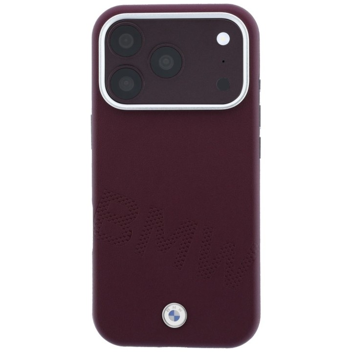 BMW чохол для IPHONE 18 Pro Max/17 Pro Max сумісний із MagSafe (Sign Inclined Deboss Letters) бордовий