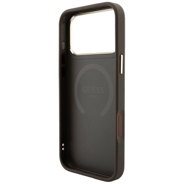 GUESS чехол для IPHONE 18 Pro/17 Pro совместимый с Magsafe (Stripe Round and Classic Logos 4G) коричневый