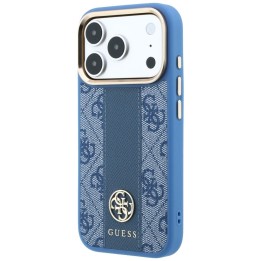 GUESS case for IPHONE 18 Pro Max/17 Pro max compatible with Magsafe (Stripe Round and Classic Logos 4G) light blue