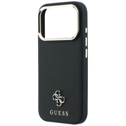 GUESS чехол для IPHONE 18 Pro Max/17 Pro Max совместимый с Magsafe (Saffiano Small 4G & Classic Логотип) черный