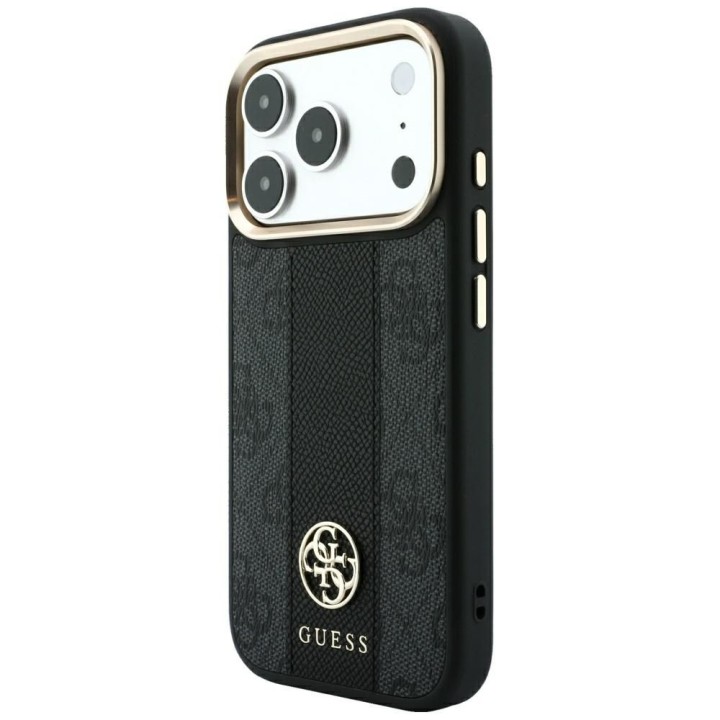 GUESS case for IPHONE 18 Pro/17 Pro compatible with MagSafe (Stripe Round and Classic Logos 4G) black