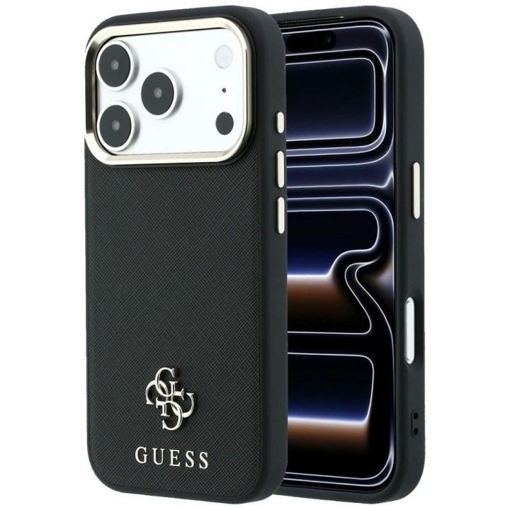 GUESS futerał do IPHONE 18 Pro Max/17 Pro Max kompatybilny z MagSafe (Saffiano Small 4G & Classic Logo) czarny