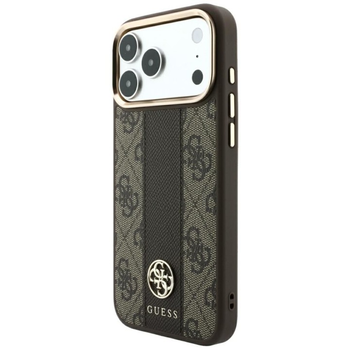 GUESS case for IPHONE 18 Pro/17 Pro compatible with Magsafe (Stripe Round and Classic Logos 4G) brown