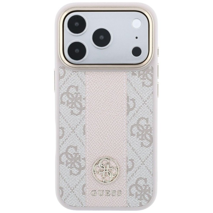 GUESS case for IPHONE 18 Pro Max/17 Pro Max compatible with MagSafe (Stripe Round and Classic Logos 4G) pink
