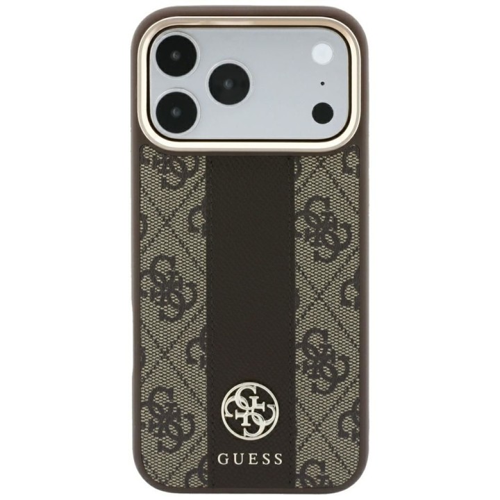 GUESS futerał do IPHONE 18 Pro/17 Pro kompatybilny z MagSafe (Stripe Round and Classic Logos 4G) brązowy