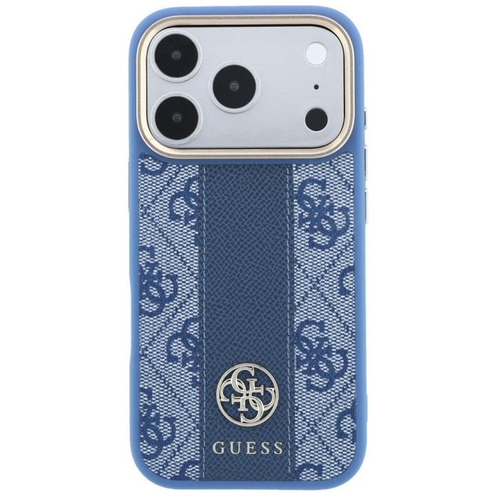 GUESS futerał do IPHONE 18 Pro/17 Pro kompatybilny z MagSafe (Stripe Round and Classic Logos 4G) niebieski