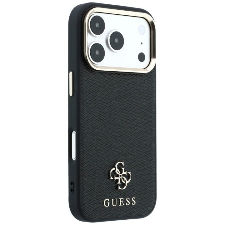 GUESS чехол для IPHONE 18 Pro Max/17 Pro Max совместимый с Magsafe (Saffiano Small 4G & Classic Логотип) черный