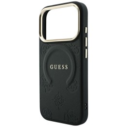 GUESS case for IPHONE 18 Pro/17 Pro compatible with Magsafe (Saffiano Peony Ring) black