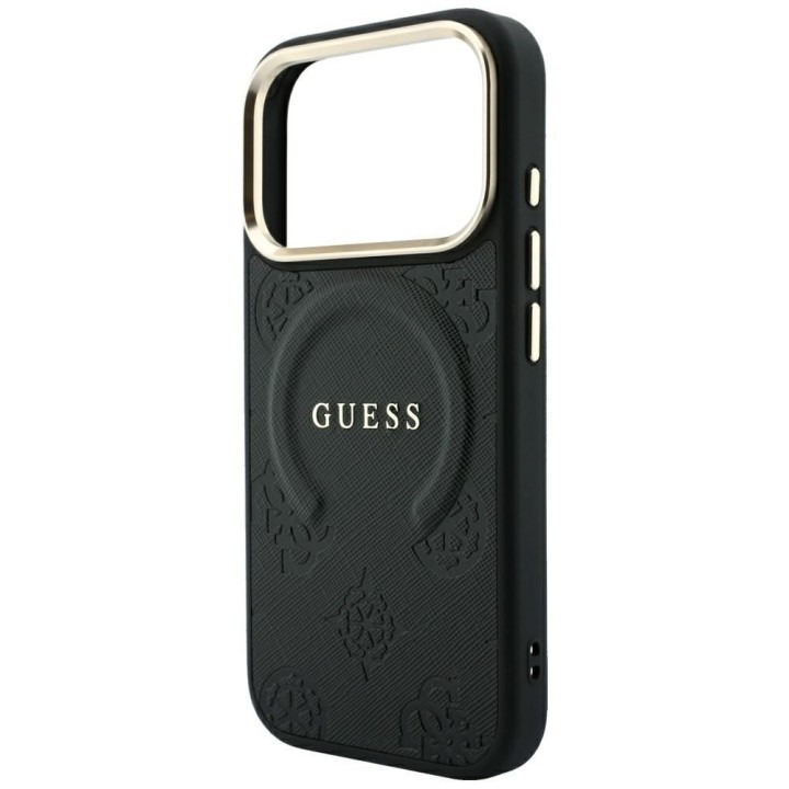 GUESS case for IPHONE 18 Pro/17 Pro compatible with Magsafe (Saffiano Peony Ring) black