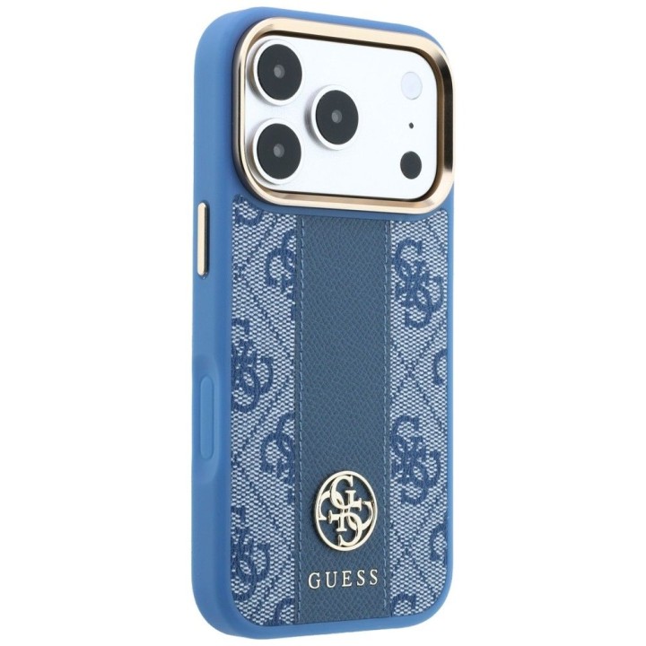 GUESS futerał do IPHONE 18 Pro/17 Pro kompatybilny z MagSafe (Stripe Round and Classic Logos 4G) niebieski