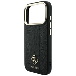 GUESS чехол для IPHONE 18 Pro/17 Pro совместимый с Magsafe (Stripe Peony 4G Логотип) черный